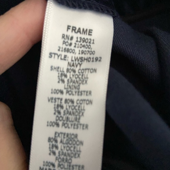 Frame Denim Velvet Le Crop Mini Boot Hi Rise Trousers Pants Dark Navy size 32 - Picture 7 of 7